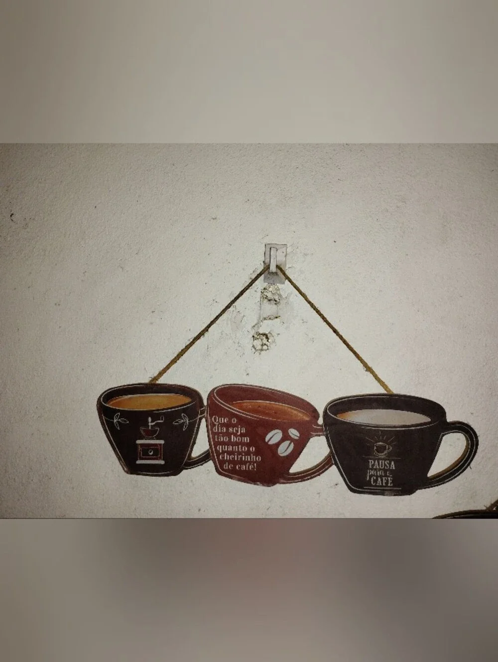 Wall Hanging Coffee Cup Trio Décor - Brown & Black